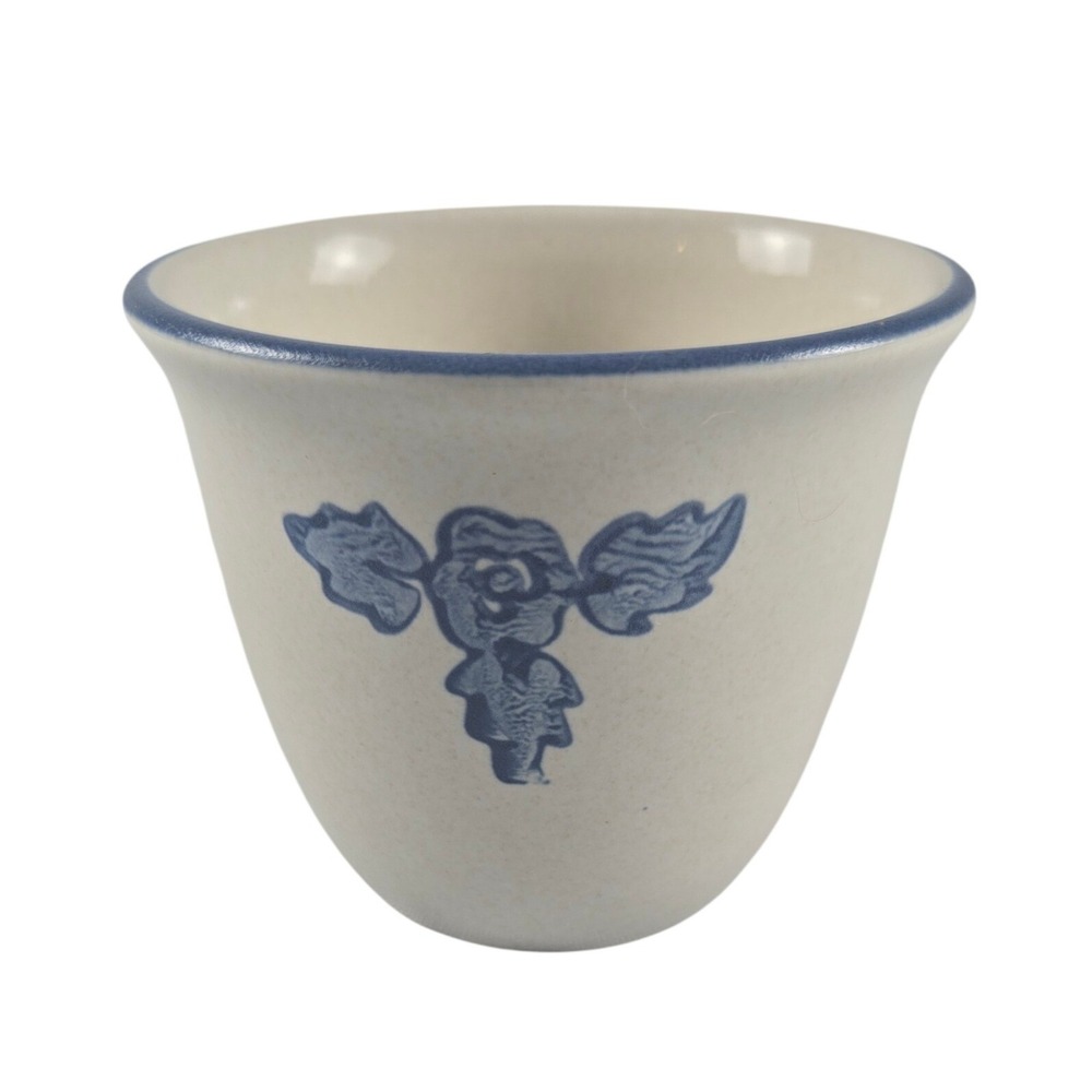 Vintage Pfaltzgraff Yorktowne Custard Cup Ramekin Blue Floral USA Stoneware